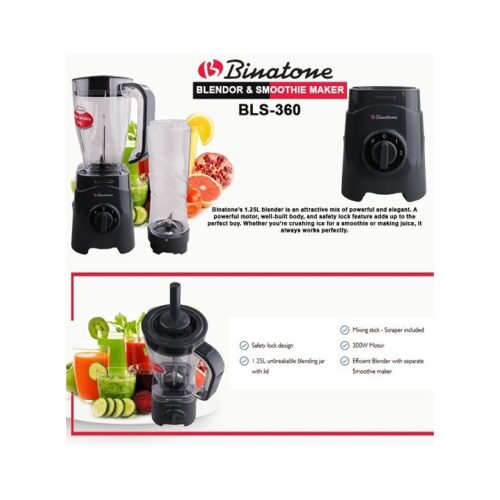 Binatone 1.2 Litres (BLS-360) Multipurpose Blender With Smoothie Maker