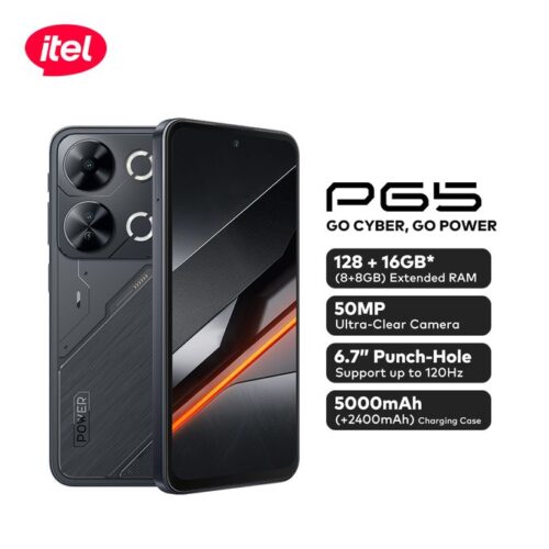 itel P65 6.67'' 4GB RAM/128GB ROM 5000+2400*mAh Android 14-Black
